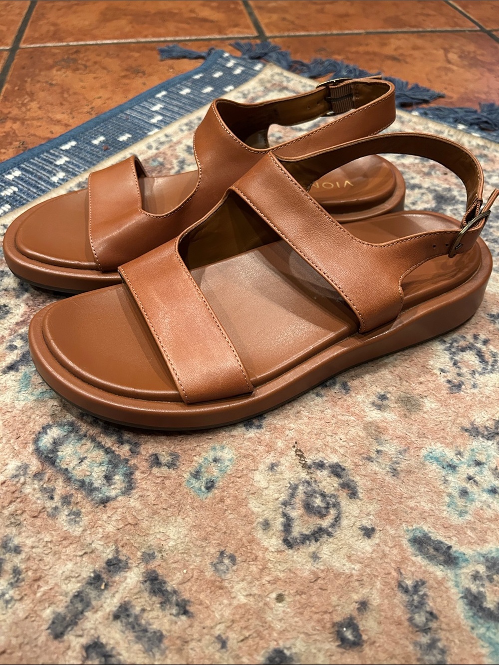 Vionic Tan Leather Double-Strap Slingback Sandal - Picture 2 of 15